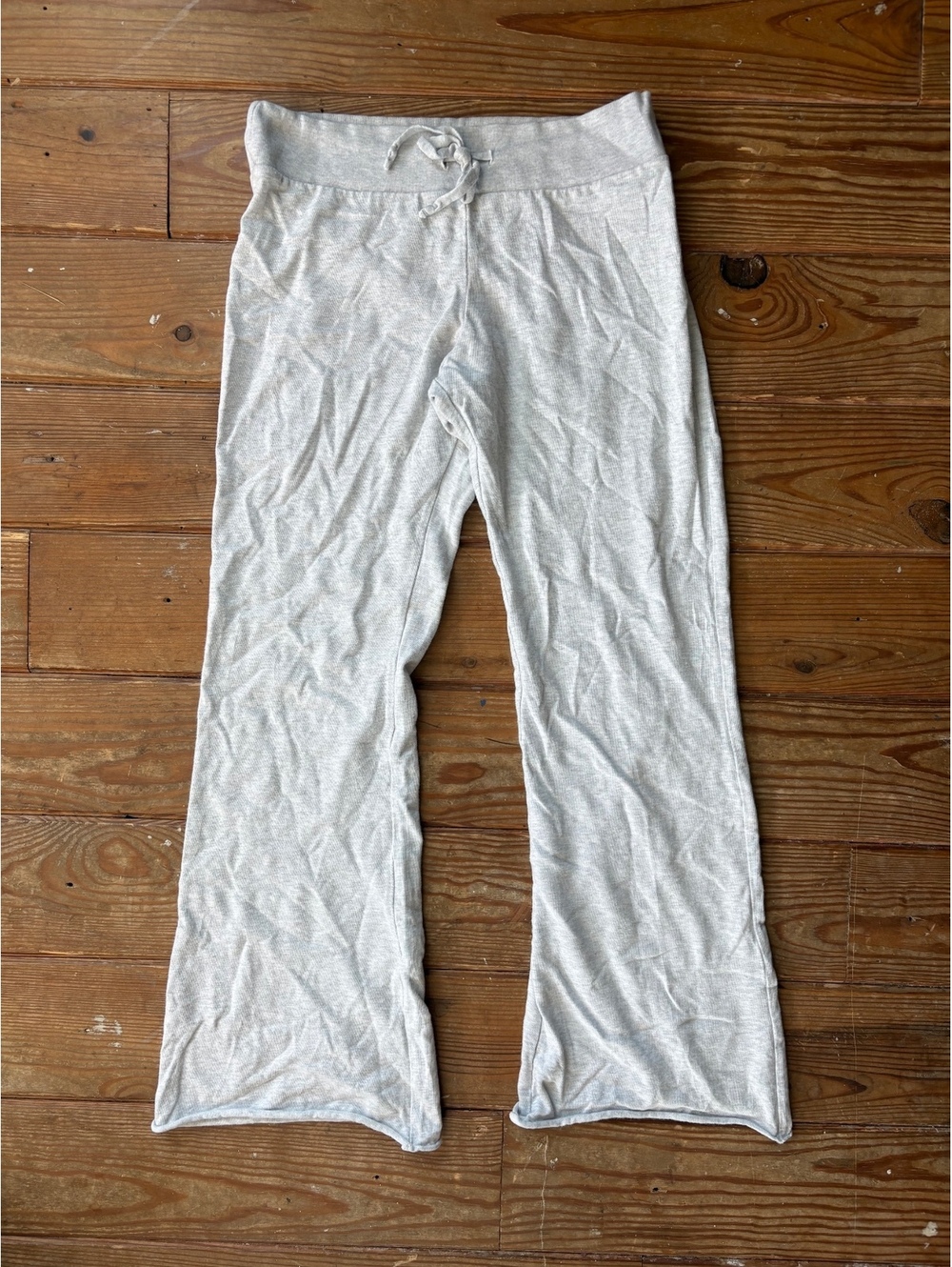 Brandy Melville Light Gray Cotton Lounge Pants with Drawstring Waist